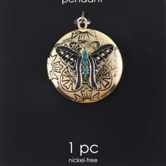 Hildie & Jo Vintage Style Gold Locket With Butterfly Pendant - Picture 2 of 2